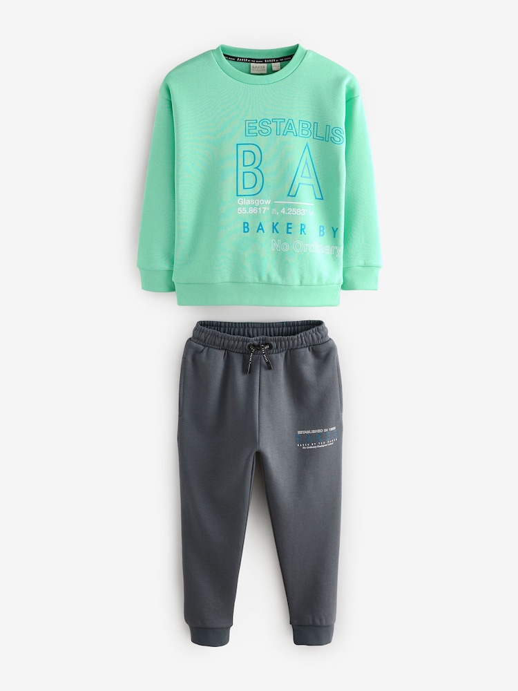 Baker by Ted Baker Green Graphic Sweatshirt and Joggers Set - Image 2 of 11