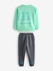 Baker by Ted Baker Green Graphic Sweatshirt and Joggers Set - Image 3 of 11
