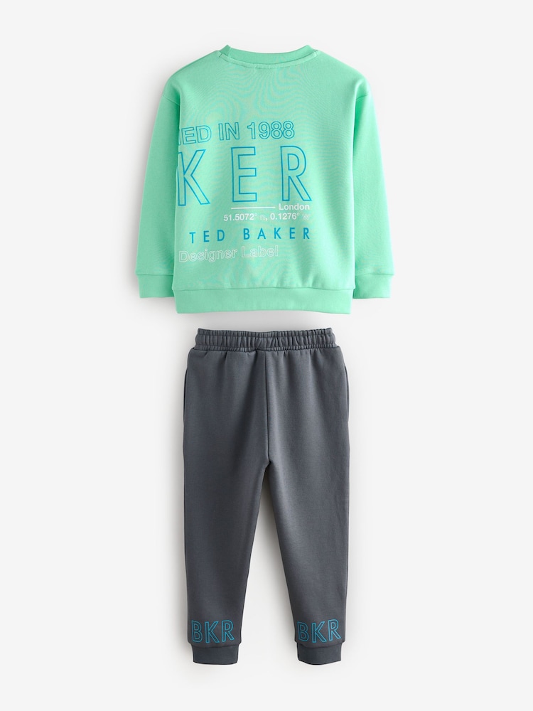 Baker by Ted Baker Green Graphic Sweatshirt and Joggers Set - Image 3 of 11