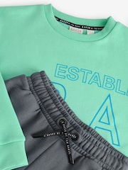 Baker by Ted Baker Green Graphic Sweatshirt and Joggers Set - Image 5 of 11