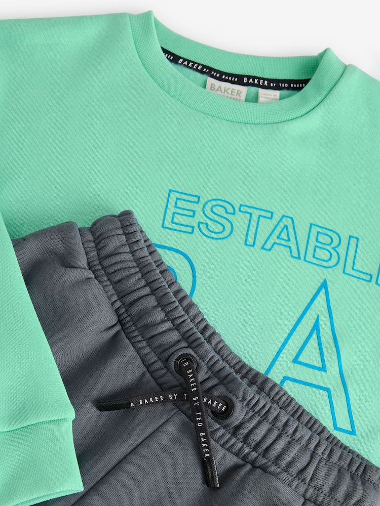 Baker by Ted Baker Green Graphic Sweatshirt and Joggers Set - Image 5 of 11