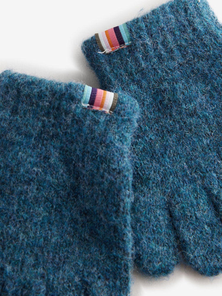 Paul Smith Junior Boys Blue Zebra Logo Beanie And Gloves Set - Image 3 of 6