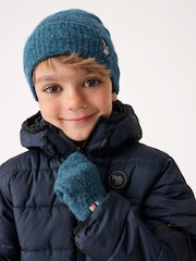 Paul Smith Junior Boys Blue Zebra Logo Beanie And Gloves Set - Image 4 of 6