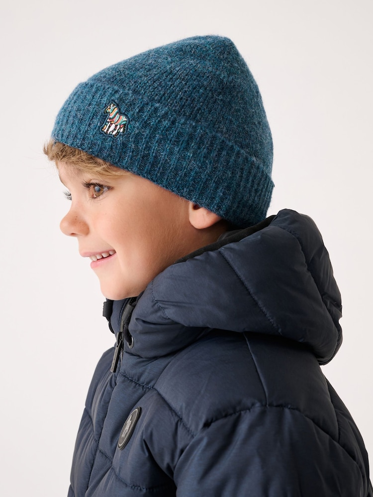 Paul Smith Junior Boys Blue Zebra Logo Beanie And Gloves Set - Image 6 of 6