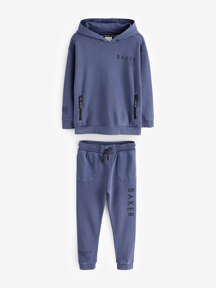 Baker by Ted Baker Blue 100% Cotton Hoodie And Joggers Set - Image 7 of 12