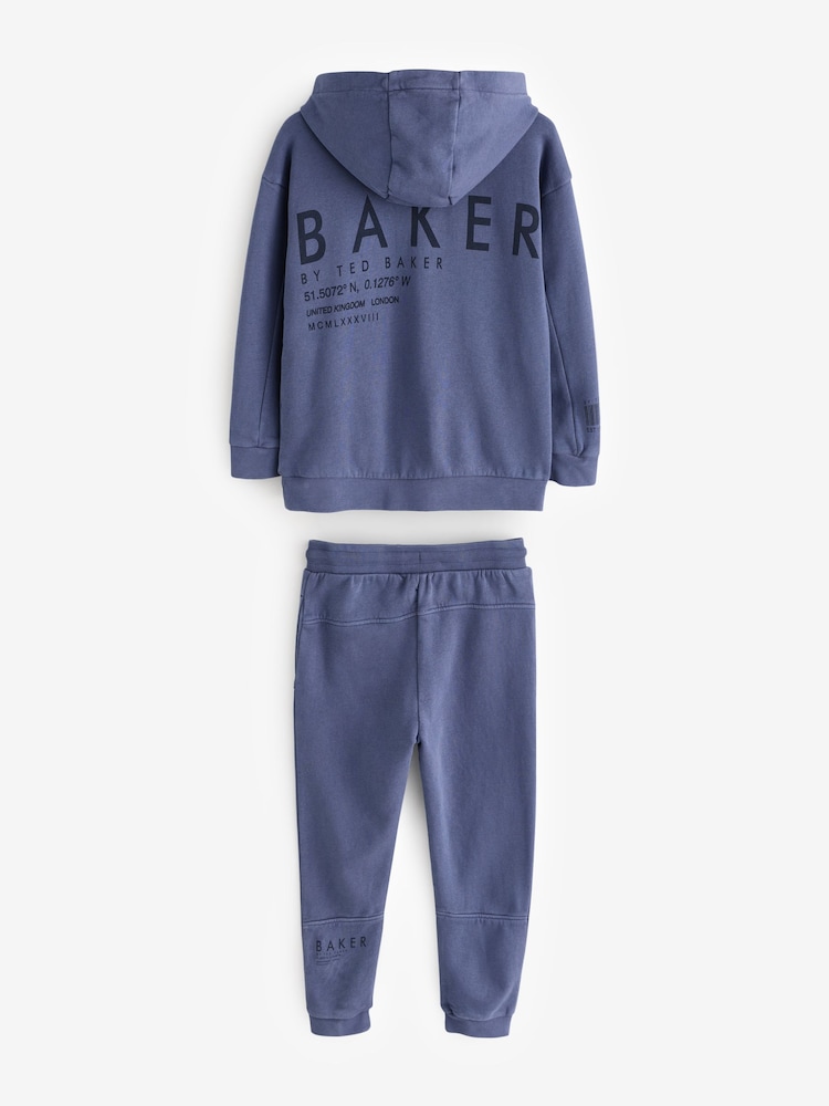 Baker by Ted Baker Blue 100% Cotton Hoodie And Joggers Set - Image 8 of 12