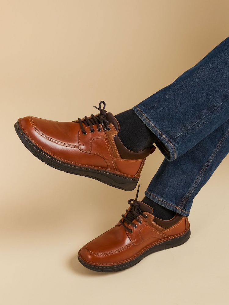 Pavers Lace-Up Leather Brown Shoes - Image 1 of 6 Pavers Lace-Up Leather Brown Shoes - Image 1 of 6