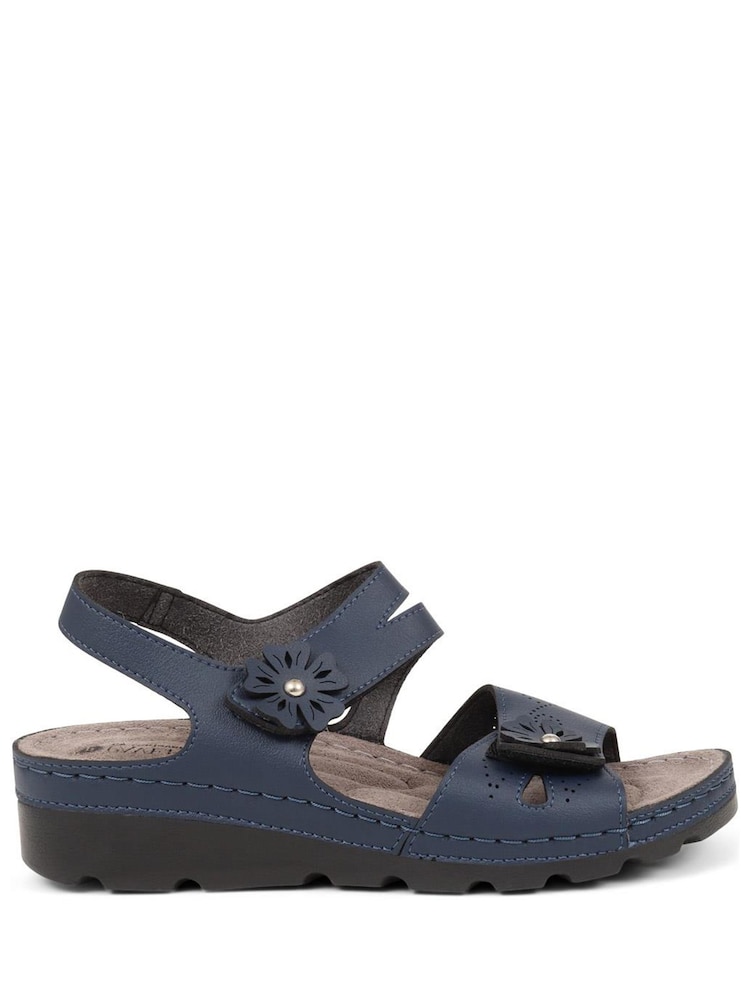 Blue - Pavers Blue Adjustable Embellished Sandals - Image 1 of 5