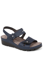 Blue - Pavers Blue Adjustable Embellished Sandals - Image 2 of 5