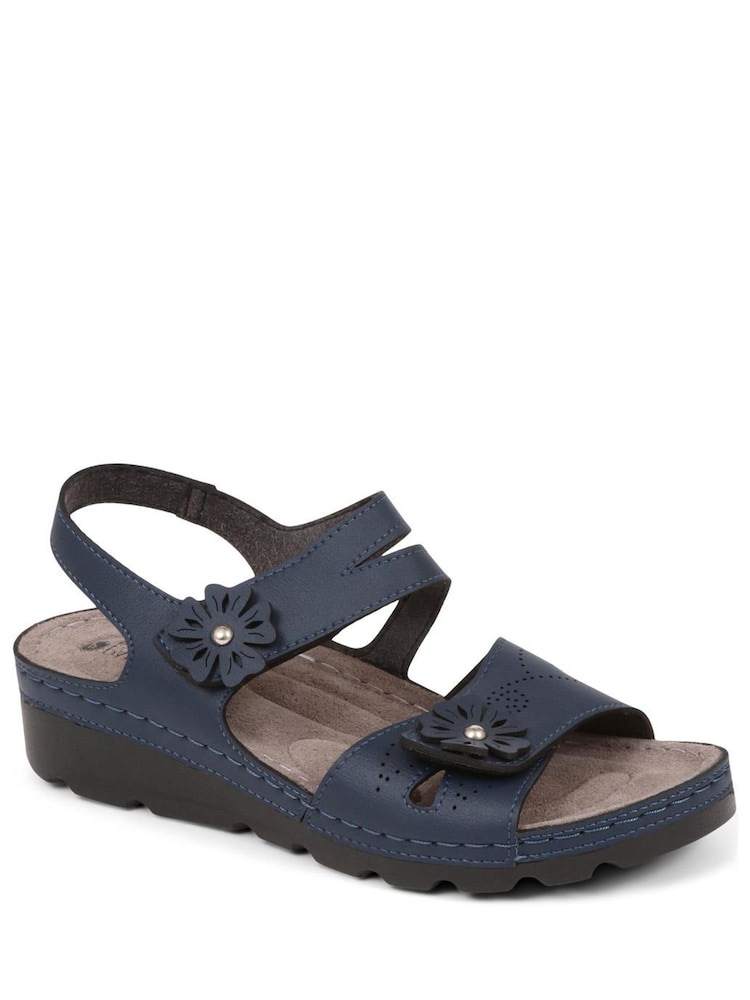 Blue - Pavers Blue Adjustable Embellished Sandals - Image 2 of 5