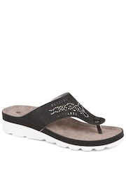 Pavers Black Pavers Embellished Toe Post Black Sandals - Image 3 of 5