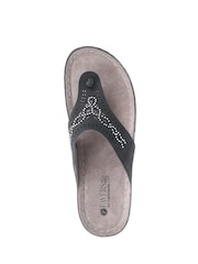 Pavers Black Pavers Embellished Toe Post Black Sandals - Image 4 of 5