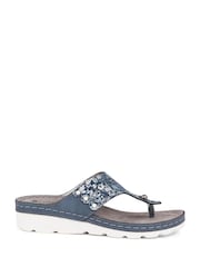 Pavers Blue Pavers Leather T Bar Black Sandals - Image 1 of 4