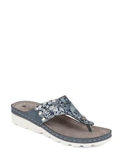 Pavers Blue Pavers Leather T Bar Black Sandals - Image 2 of 4