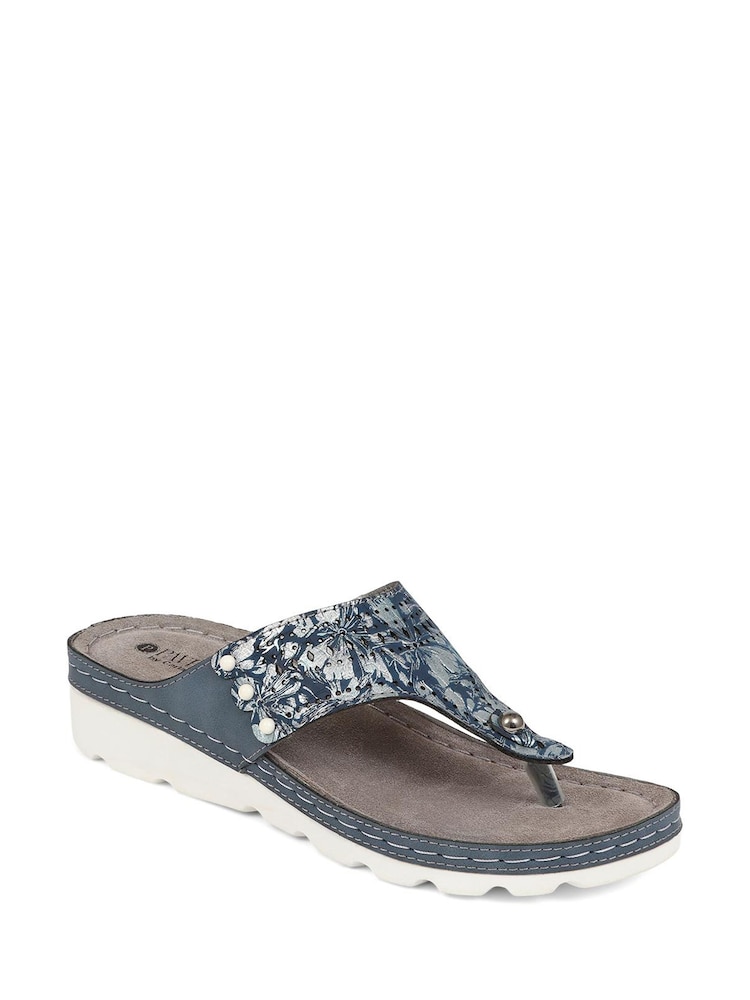 Pavers Blue Pavers Leather T Bar Black Sandals - Image 2 of 4