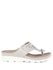 Pavers Grey Pavers Embellished Toe Post Black Sandals - Image 1 of 4