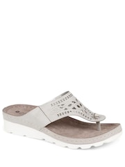 Pavers Grey Pavers Embellished Toe Post Black Sandals - Image 2 of 4