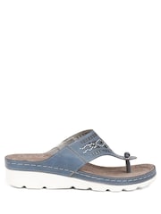 Pavers Blue Pavers Embellished Toe Post Black Sandals - Image 3 of 7