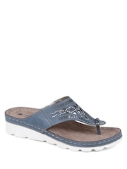 Pavers Blue Pavers Embellished Toe Post Black Sandals - Image 4 of 7
