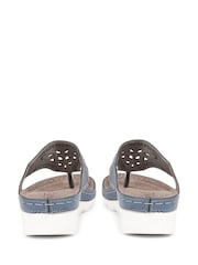 Pavers Blue Pavers Embellished Toe Post Black Sandals - Image 5 of 7