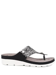 Pavers Black Pavers Leather T Bar Black Sandals - Image 1 of 5