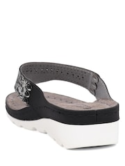 Pavers Black Pavers Leather T Bar Black Sandals - Image 2 of 5