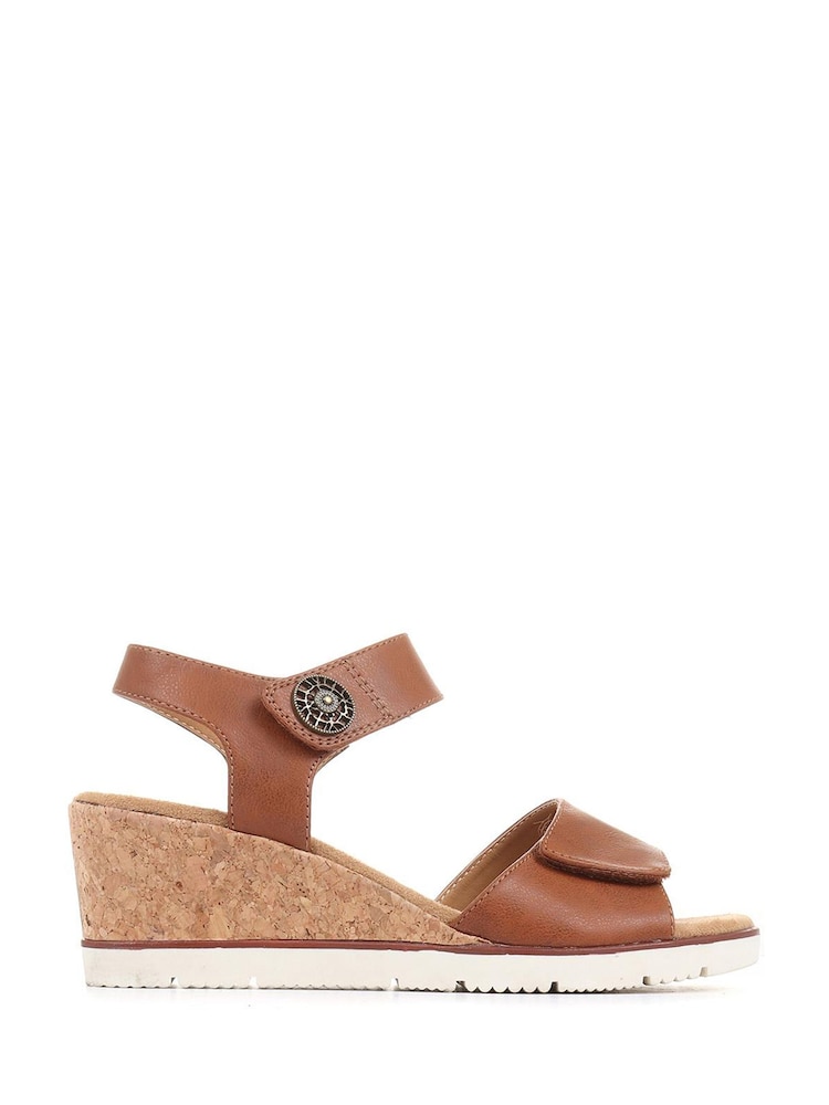 Pavers Brown Pavers Blue Adjustable Wedge Sandals - Image 1 of 5