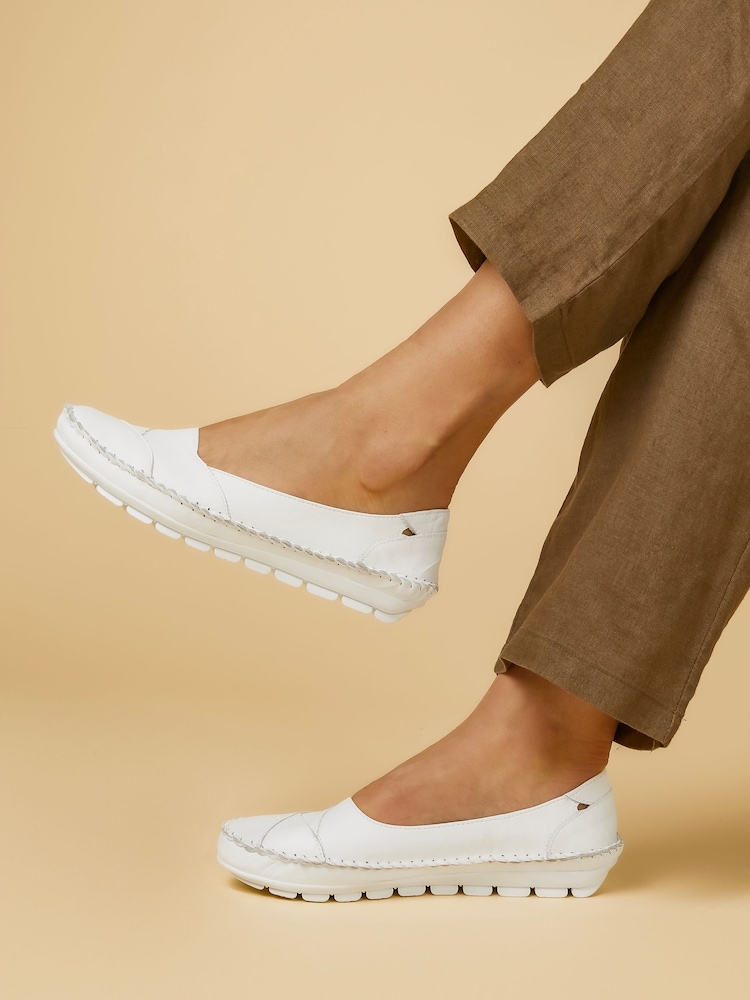 Pavers White Pavers Leather Slip On White Shoes - Image 1 of 5
