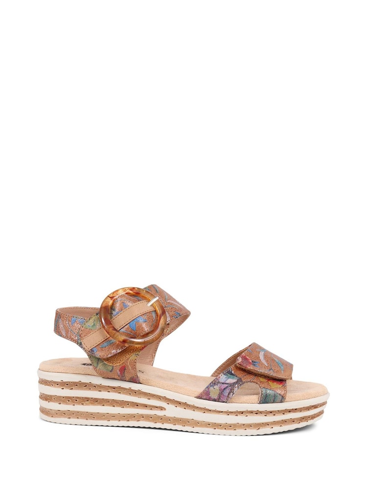 Pavers Brown Pavers Cream Touch Fasten Wedge Sandals - Image 1 of 5