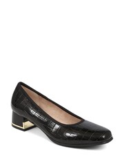 Pavers Croc Effect Patterned Court Black Shoes - Image 2 of 5