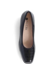 Pavers Croc Effect Patterned Court Black Shoes - Image 3 of 5