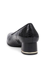 Pavers Croc Effect Patterned Court Black Shoes - Image 5 of 5