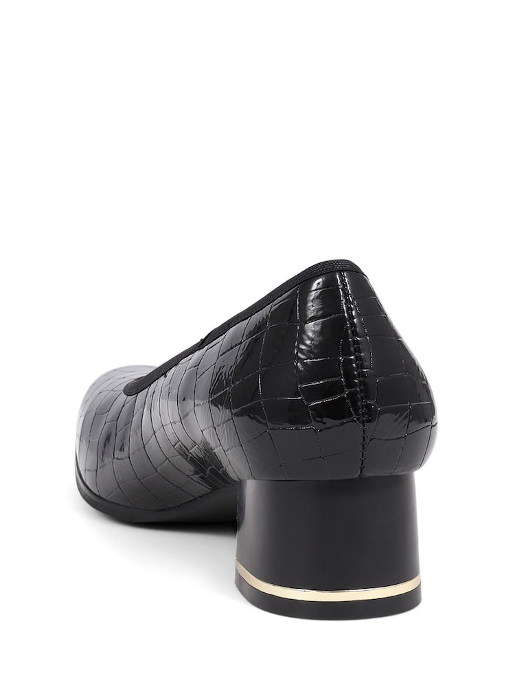 Pavers Croc Effect Patterned Court Black Shoes - Image 5 of 5