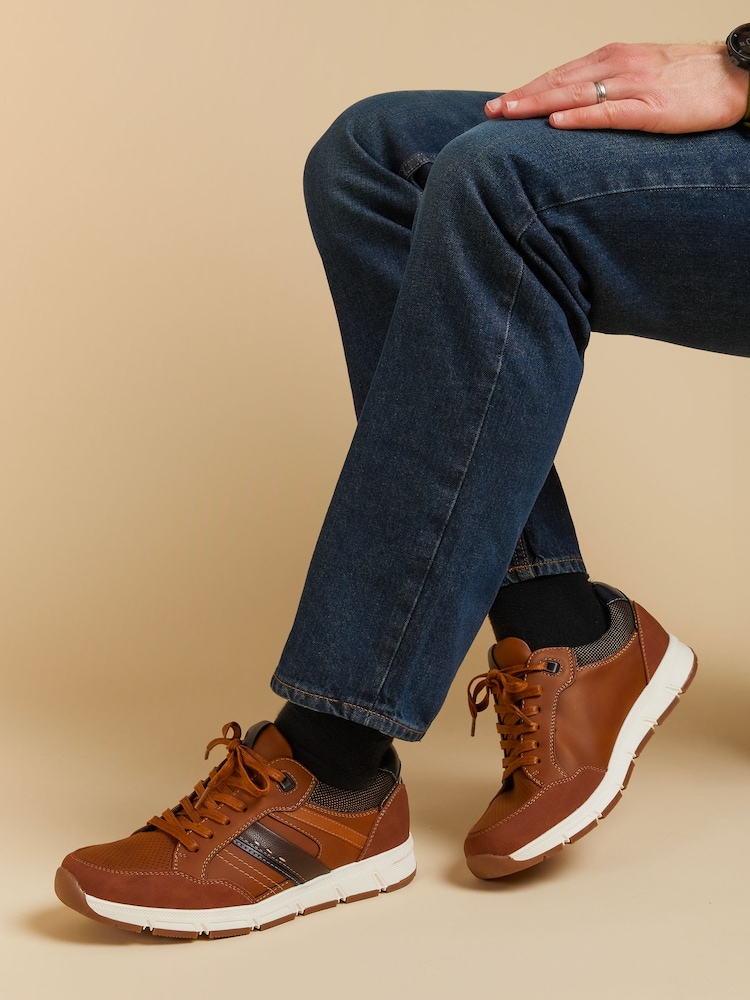 Pavers Brown Pavers Lace Up Brown Trainers - Image 1 of 6