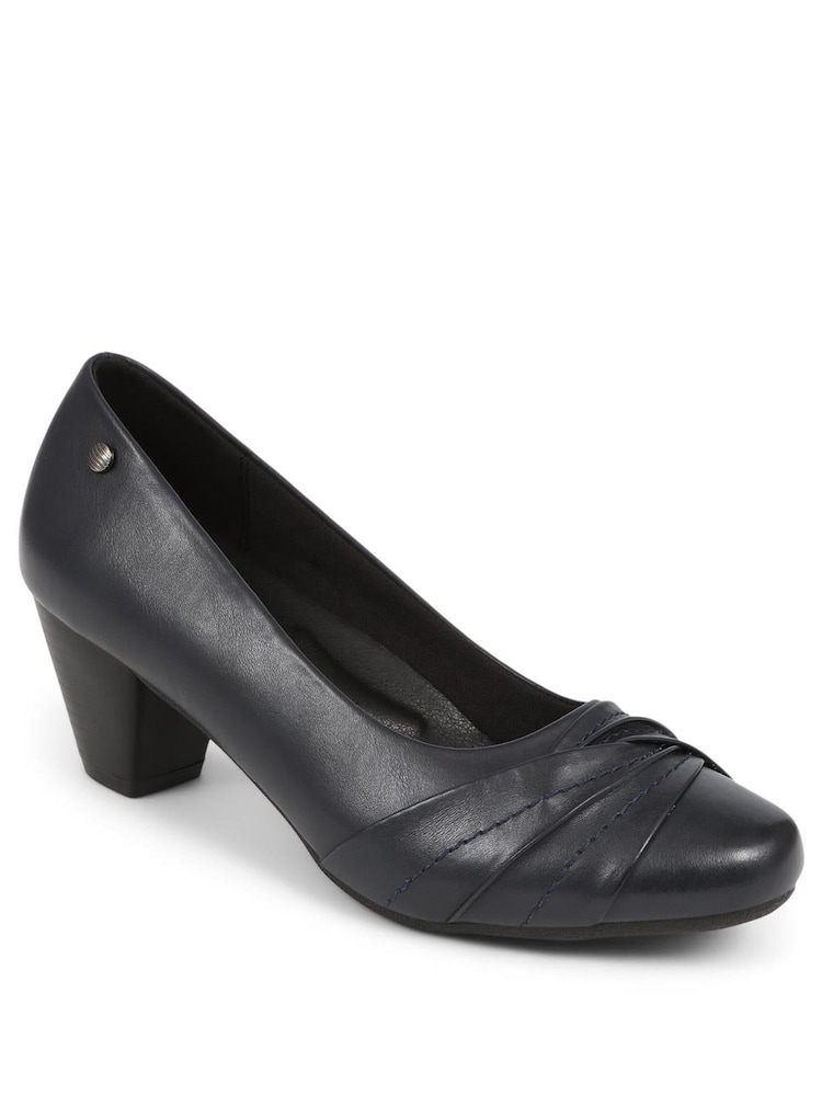 Pavers Navy Low Heeled Court Shoes - Image 2 of 5