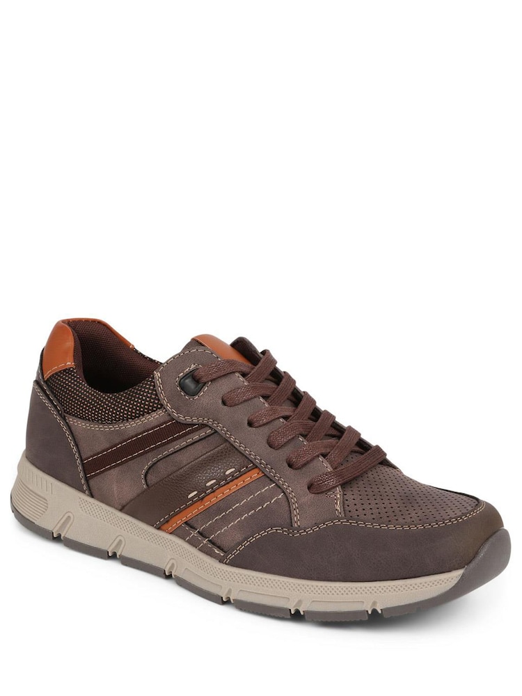 Pavers Tan Multi Pavers Lace Up Brown Trainers - Image 2 of 5