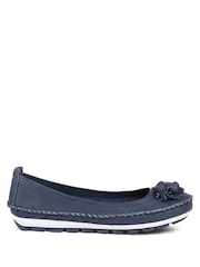 Pavers Blue Pavers Blue Floral Leather Ballet Pumps - Image 1 of 5