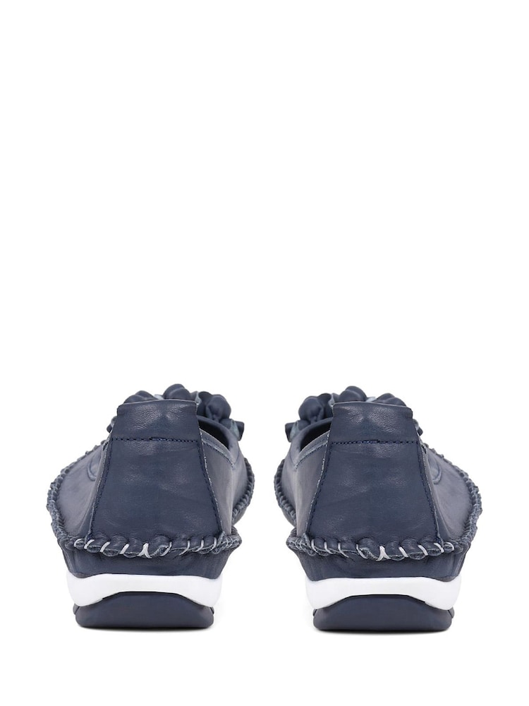 Pavers Blue Pavers Blue Floral Leather Ballet Pumps - Image 2 of 5