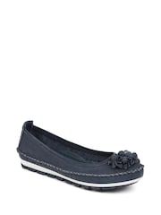Pavers Blue Pavers Blue Floral Leather Ballet Pumps - Image 3 of 5