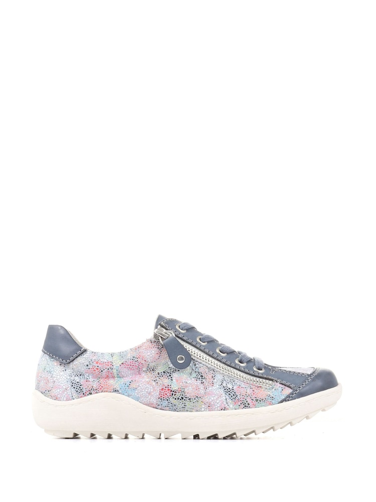 Pavers Blue Pavers Blue Floral Lace-Up Trainers - Image 1 of 5
