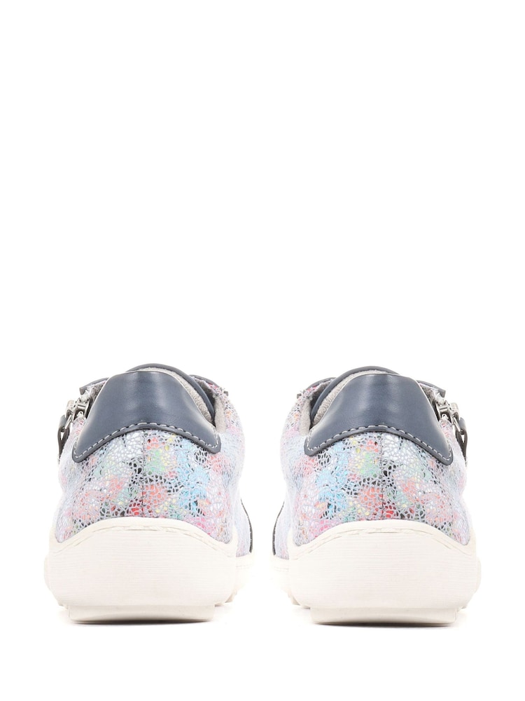 Pavers Blue Pavers Blue Floral Lace-Up Trainers - Image 2 of 5