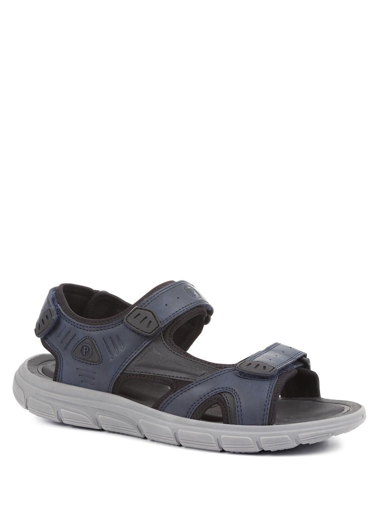 Pavers Blue Pavers Wide Fit Adjustable Brown Sandals - Image 1 of 5