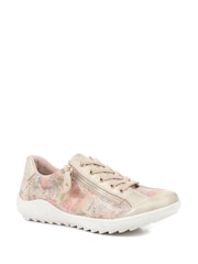 Pavers Gold Pavers Blue Floral Lace-Up Trainers - Image 2 of 5