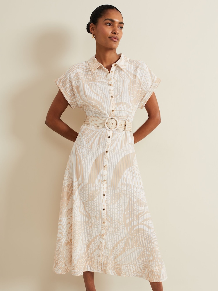 Phase Eight Natural Mandi Abstract Stripe Shirt Dress - Image 1 of 7