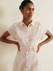 Phase Eight Natural Mandi Abstract Stripe Shirt Dress - Image 3 of 7