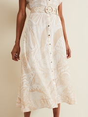 Phase Eight Natural Mandi Abstract Stripe Shirt Dress - Image 5 of 7