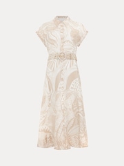 Phase Eight Natural Mandi Abstract Stripe Shirt Dress - Image 6 of 7