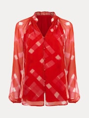 Phase Eight Red Megan Check Print Blouse - Image 6 of 7