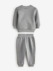 Baker by Ted Baker Grey Quilted Sweatshirt And Joggers Set - Image 2 of 5