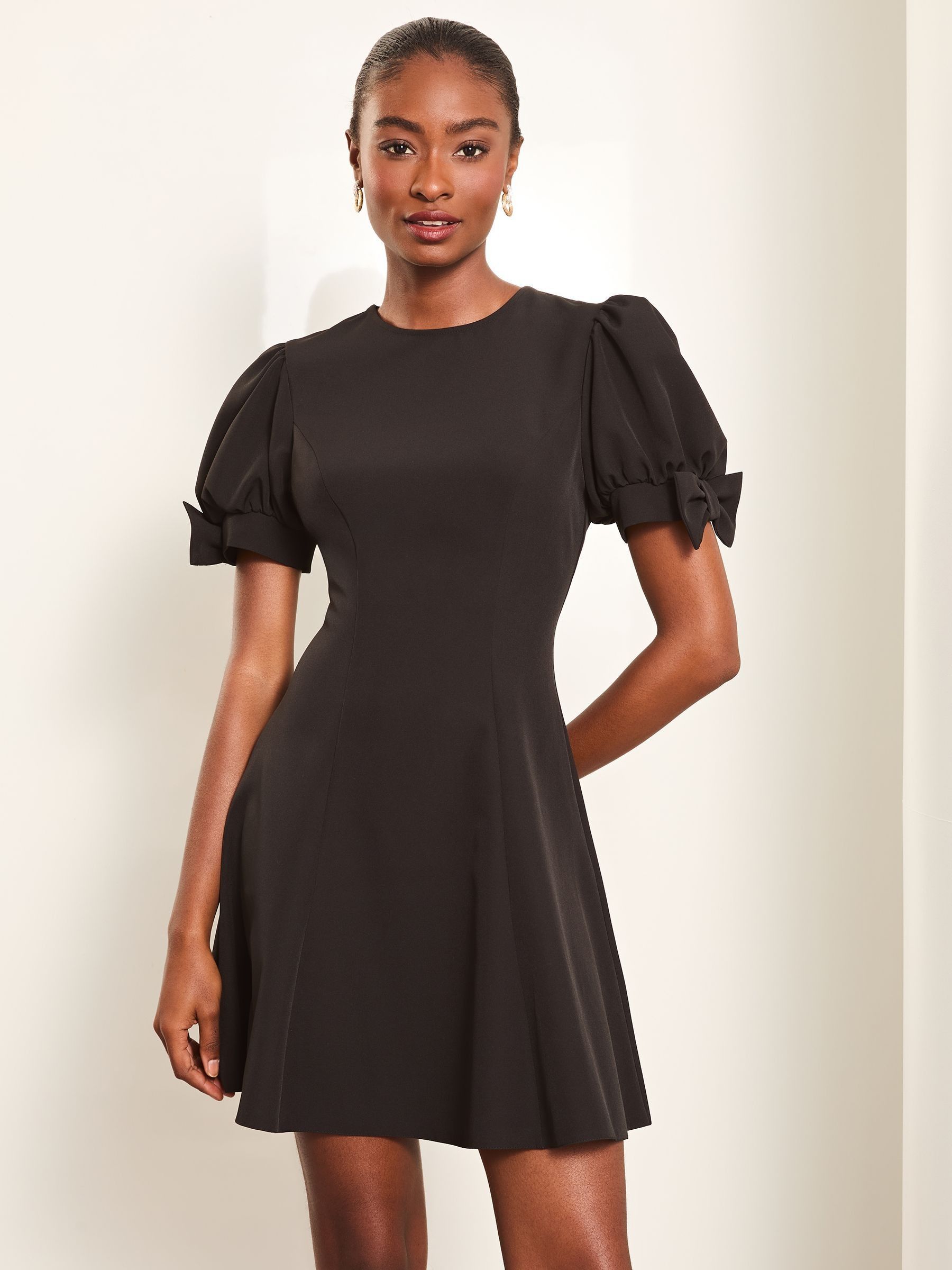 Skater mini dress with sleeves on sale